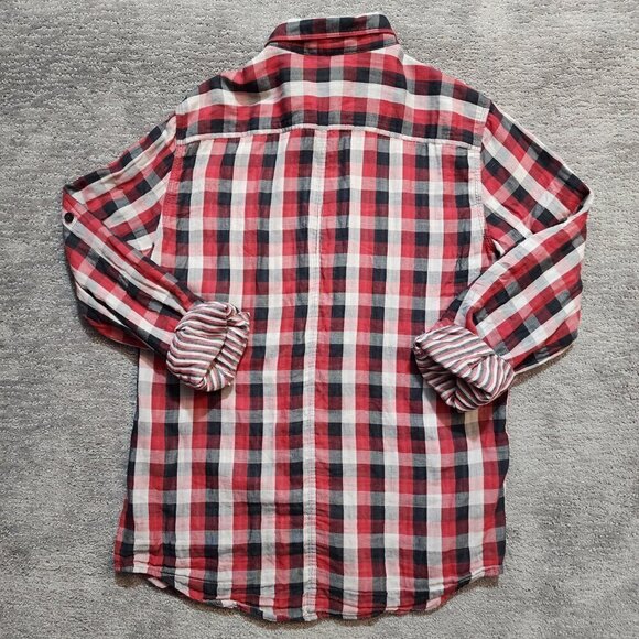 DKNY Classic Fit Button Shirt Medium Long Sleeve Checkered Striped Lightweight - Picture 5 of 11